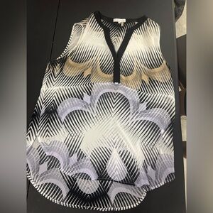 1. State Black and White Geometric Blouse